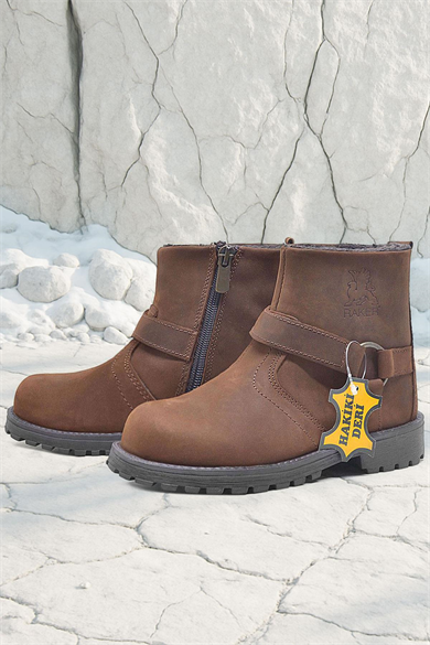 Rakerplus Chiron Hakiki Deri Tarçın Rengi Fermuarlı Çocuk Çizme