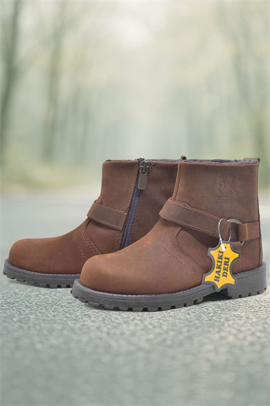 Rakerplus Chiron Hakiki Deri Tarçın Rengi Fermuarlı Çocuk Çizme