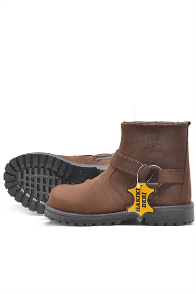 Rakerplus Chiron Hakiki Deri Tarçın Rengi Fermuarlı Çocuk Çizme