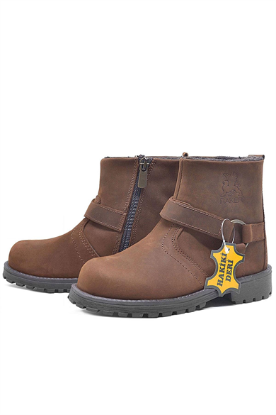 Rakerplus Chiron Hakiki Deri Tarçın Rengi Fermuarlı Çocuk Çizme