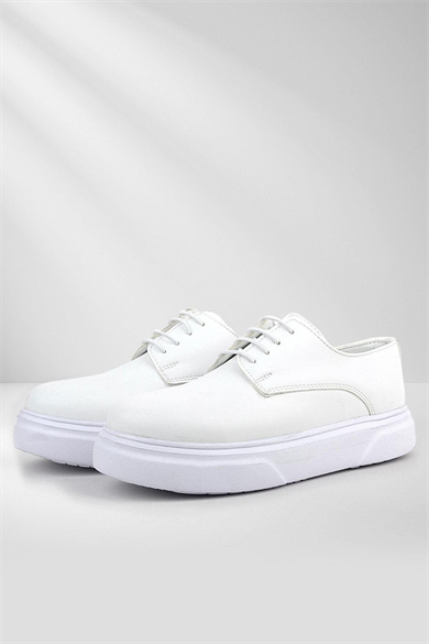 Rakerplus Derby Beyaz Cilt Yüksek Taban Çocuk Klasik Ayakkabı