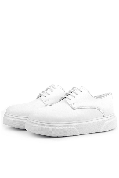 Rakerplus Derby Beyaz Cilt Yüksek Taban Çocuk Klasik Ayakkabı