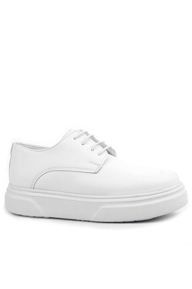 Rakerplus Derby Beyaz Cilt Yüksek Taban Çocuk Klasik Ayakkabı