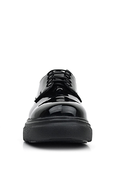 Rakerplus Derby Hakiki Deri Siyah Rugan Siyah Taban Çocuk Klasik Ayakkabı