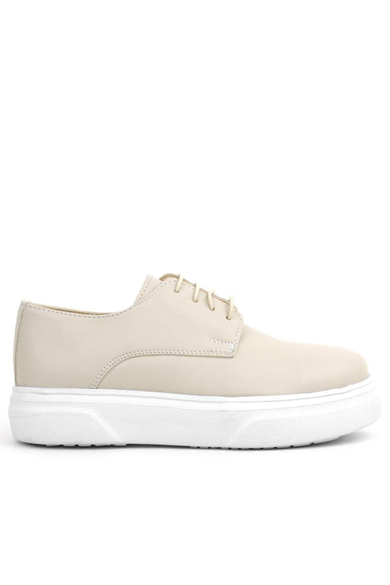 Rakerplus Derby Krem Cilt Yüksek Taban Çocuk Klasik Ayakkabı