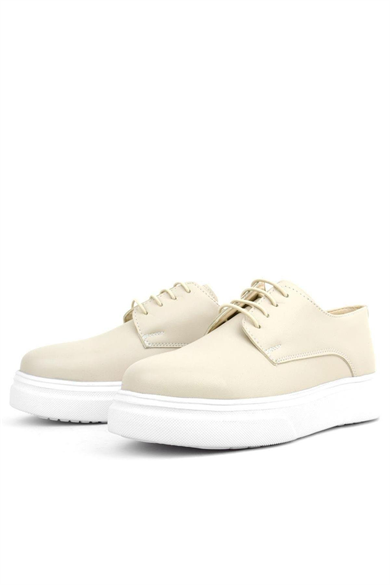 Rakerplus Derby Krem Cilt Yüksek Taban Çocuk Klasik Ayakkabı