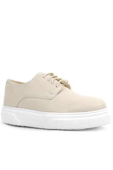 Rakerplus Derby Krem Cilt Yüksek Taban Çocuk Klasik Ayakkabı