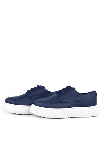 Rakerplus Derby Lacivert Mat Beyaz Taban Çocuk Klasik Ayakkabı