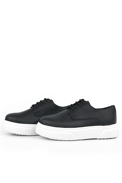 Rakerplus Derby Siyah Mat Beyaz Taban Çocuk Klasik Ayakkabı