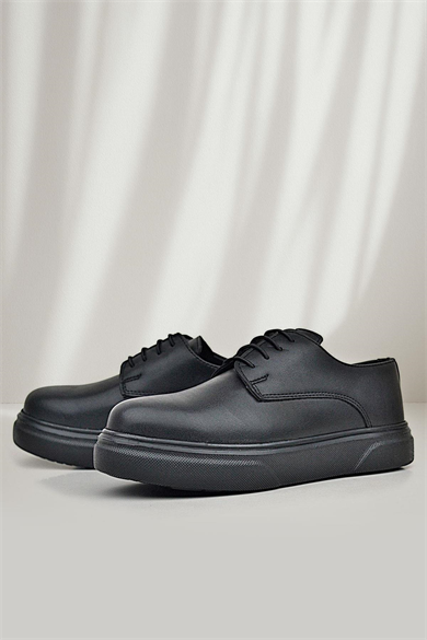 Rakerplus Derby Siyah Mat Siyah Taban Çocuk Klasik Ayakkabı