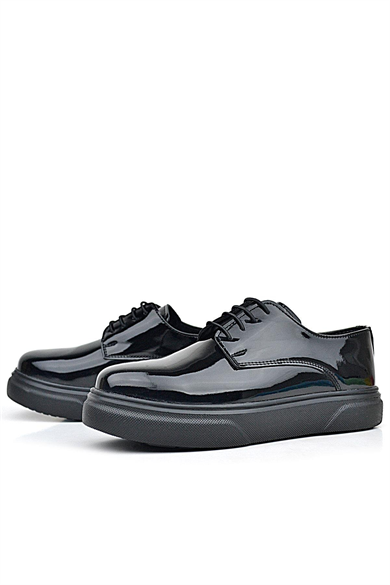 Rakerplus Derby Siyah Rugan Siyah Taban Çocuk Klasik Ayakkabı