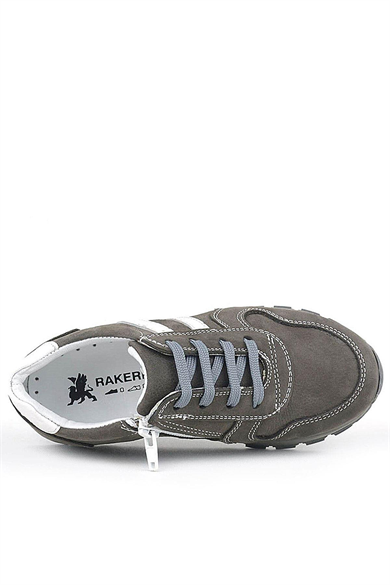 Rakerplus Deri Gri Fermuarlı Spor Ayakkabı Sneaker