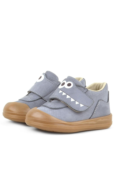 Rakerplus Dino Hakiki Deri Gri Yüksek Bilekli Bebek Ayakkabı