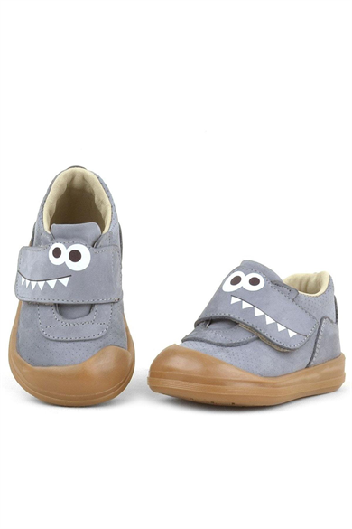 Rakerplus Dino Hakiki Deri Gri Yüksek Bilekli Bebek Ayakkabı