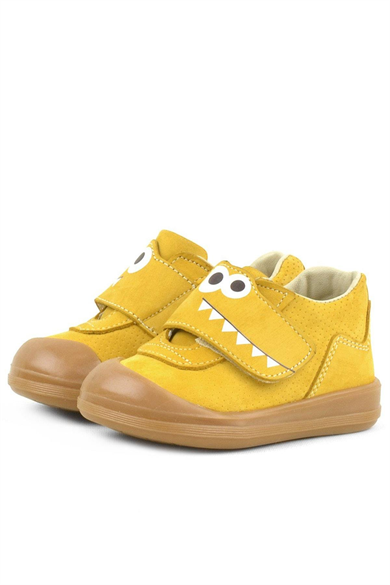 Rakerplus Dino Hakiki Deri Sarı Yüksek Bilekli Bebek Ayakkabı