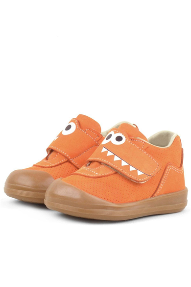 Rakerplus Dino Hakiki Deri Turuncu Yüksek Bilekli Bebek Ayakkabı