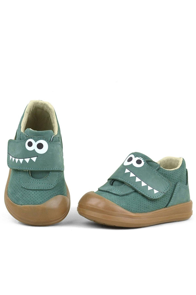 Rakerplus Dino Hakiki Deri Yeşil Yüksek Bilekli Bebek Ayakkabı