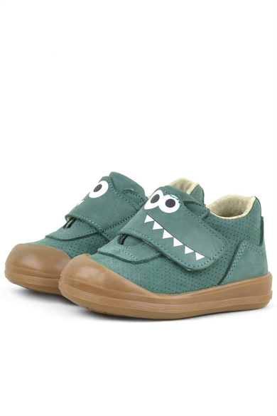 Rakerplus Dino Hakiki Deri Yeşil Yüksek Bilekli Bebek Ayakkabı