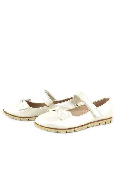 Rakerplus Ekru Rugan Fiyonklu Cırtlı Kız Çocuk Babet