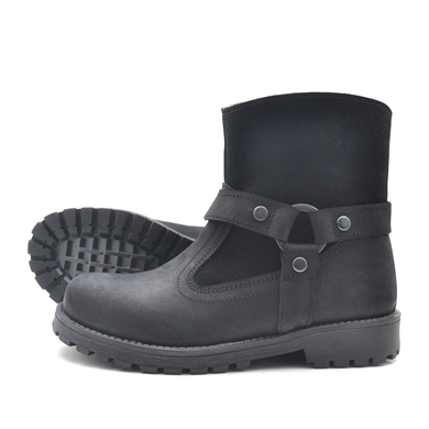 Rakerplus Garuda Hakiki Deri Siyah Fermuarlı Çocuk Bot