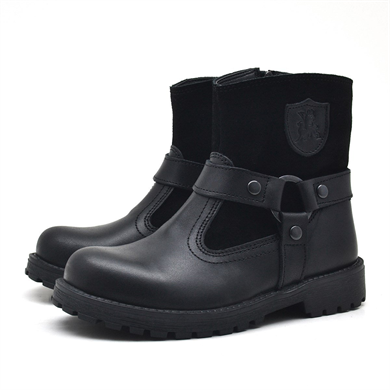 Rakerplus Garuda Hakiki Deri Siyah Fermuarlı Çocuk Bot