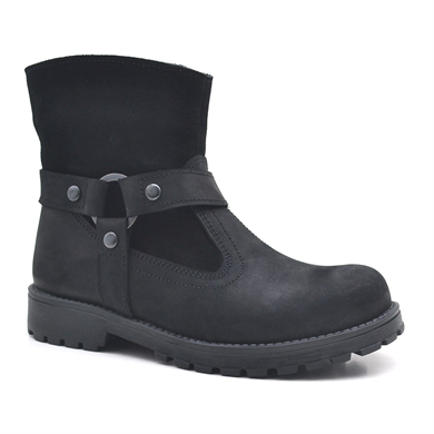 Rakerplus Garuda Hakiki Deri Siyah Fermuarlı Çocuk Bot