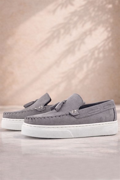 Rakerplus Gri Hafif Tabanlı Erkek Çocuk Makosen Ayakkabı