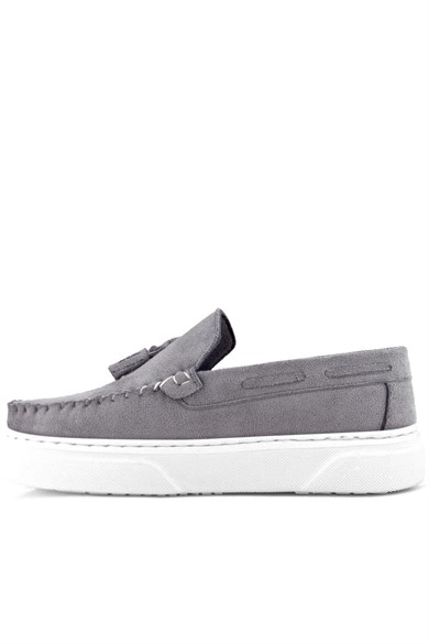 Rakerplus Gri Hafif Tabanlı Erkek Çocuk Makosen Ayakkabı