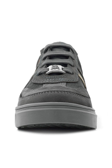 Rakerplus Gri Hakiki Deri Bağcıklı Gri Tabanlı Çocuk Sneaker Ayakkabı