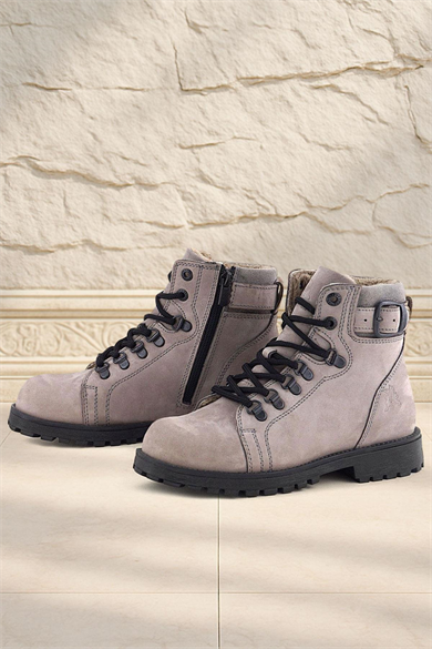 Rakerplus Griffon Hakiki Deri Açık Gri Bağcıklı Fermuarlı Bot