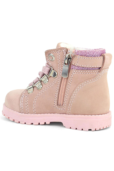 Rakerplus Griffon Hakiki Deri Pembe Simli Fermuarlı Kız Bebek Bot