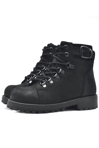 Rakerplus Griffon Hakiki Deri Siyah Fermuarlı Çocuk Bot