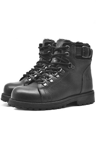 Rakerplus Griffon Hakiki Deri Siyah Fermuarlı Çocuk Bot