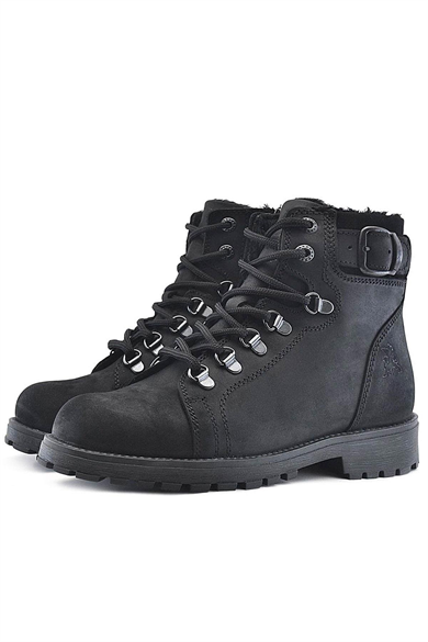 Rakerplus Griffon Hakiki Deri Siyah Fermuarlı Çocuk Bot