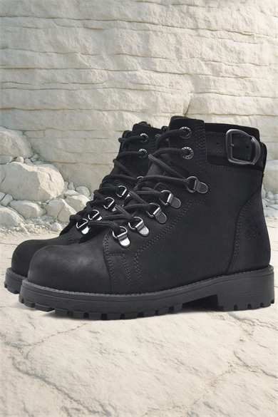 Rakerplus Griffon Hakiki Deri Siyah Fermuarlı Çocuk Bot