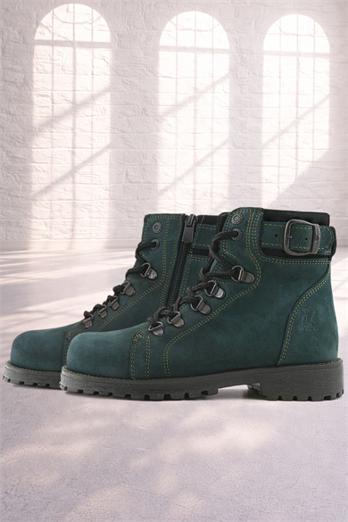 Rakerplus Griffon Hakiki Deri Yeşil Fermuarlı Kışlık Çocuk Bot