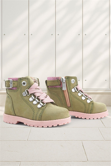 Rakerplus Griffon Hakiki Deri Yeşil Simli Fermuarlı Kışlık Kız Bebek Bot