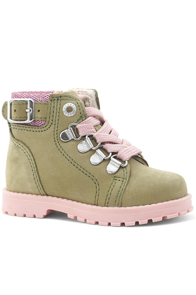 Rakerplus Griffon Hakiki Deri Yeşil Simli Fermuarlı Kışlık Kız Bebek Bot