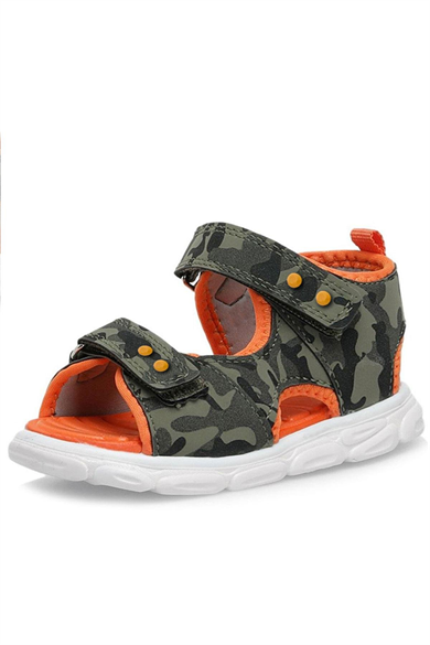 Rakerplus Haki Kamuflaj Desenli Metal Detaylı Cırtlı Bebek Sandalet Ayakkabı