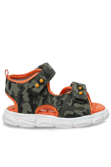 Rakerplus Haki Kamuflaj Desenli Metal Detaylı Cırtlı Bebek Sandalet Ayakkabı