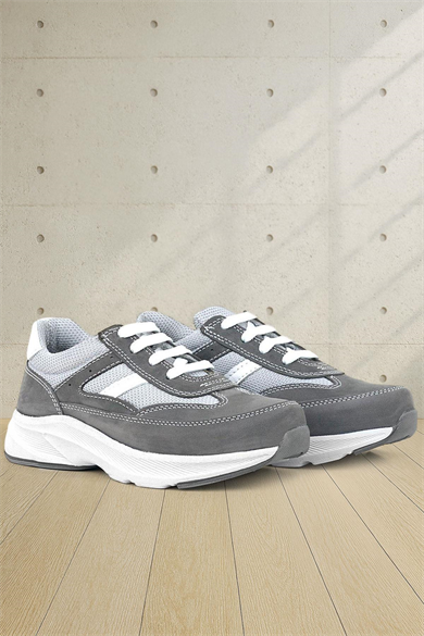 Rakerplus Hakiki Deri Anatomik Gri Bağcıklı Hafif Çocuk Spor Ayakkabı