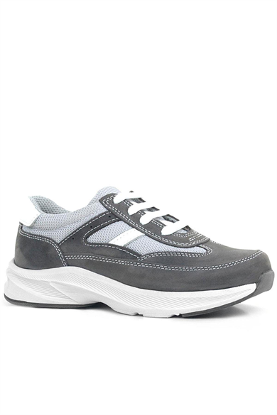 Rakerplus Hakiki Deri Anatomik Gri Bağcıklı Hafif Çocuk Spor Ayakkabı