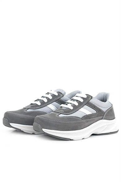 Rakerplus Hakiki Deri Anatomik Gri Bağcıklı Hafif Çocuk Spor Ayakkabı