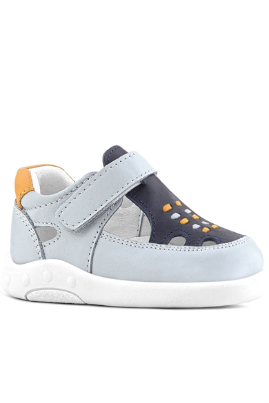 Rakerplus Hakiki Deri Anatomik Gri Cırtlı Bebek Sandalet Ayakkabı