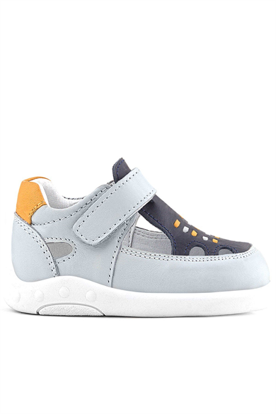 Rakerplus Hakiki Deri Anatomik Gri Cırtlı Bebek Sandalet Ayakkabı