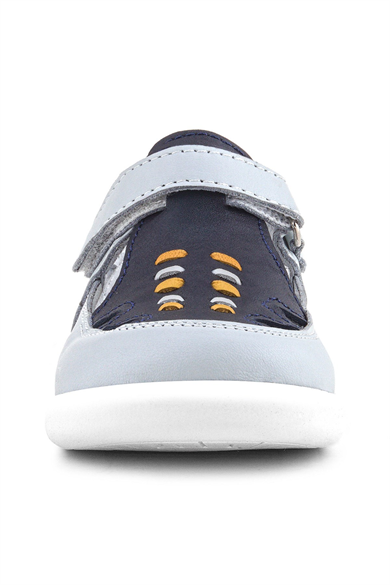 Rakerplus Hakiki Deri Anatomik Gri Cırtlı Bebek Sandalet Ayakkabı