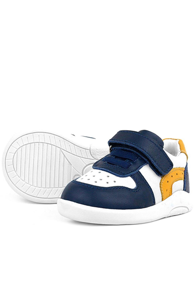 Rakerplus Hakiki Deri Anatomik Lacivert Beyaz Bebek Spor Ayakkabı