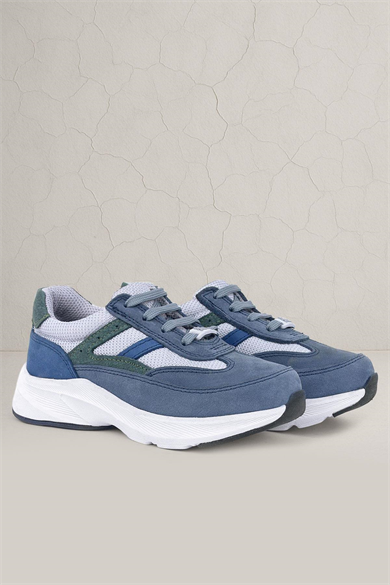 Rakerplus Hakiki Deri Anatomik Mavi Bağcıklı Hafif Çocuk Spor Ayakkabı