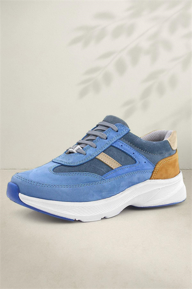 Rakerplus Hakiki Deri Anatomik Mavi Taba Bağcıklı Hafif Çocuk Spor Ayakkabı