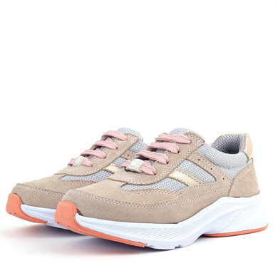 Rakerplus Hakiki Deri Anatomik Pudra Bağcıklı Hafif Çocuk Spor Ayakkabı